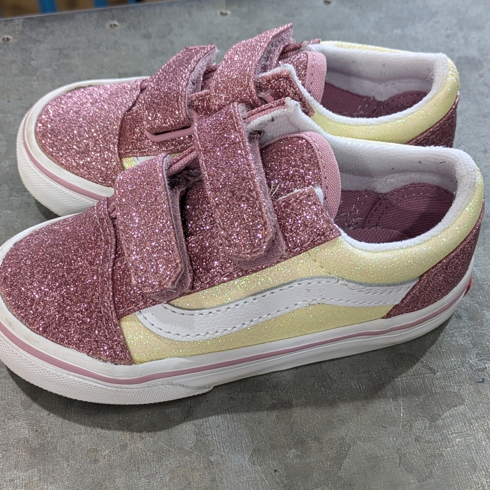 Glittery Pink Kids Vans - Picture 3 of 5
